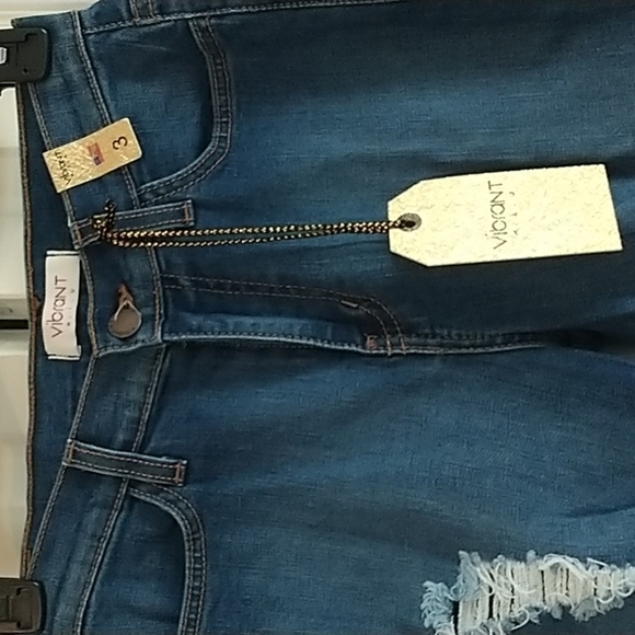 VIBRANT m.i.u., Destroyed Denim Jeans with Raw Hem 3(W25) - Picture 6 of 15